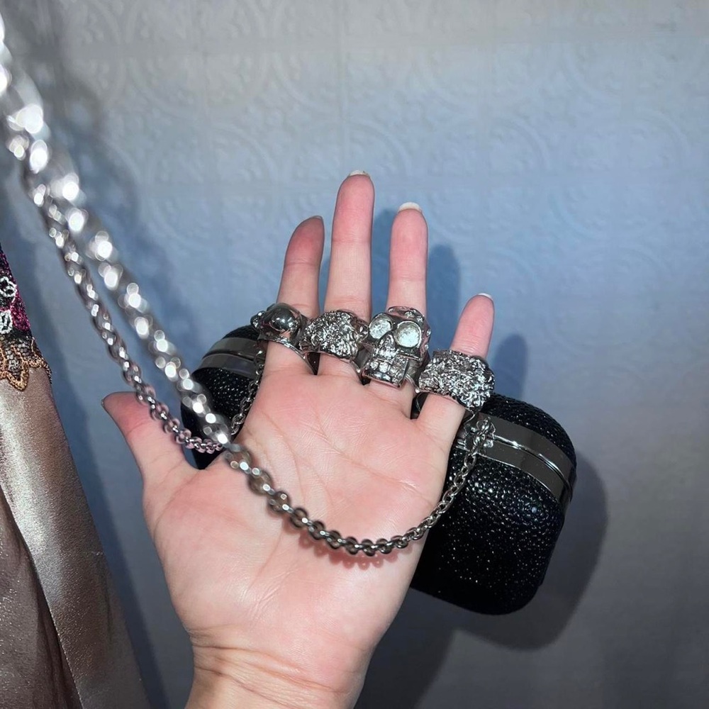 Vintage Skull hard case side purse/ black crossbody